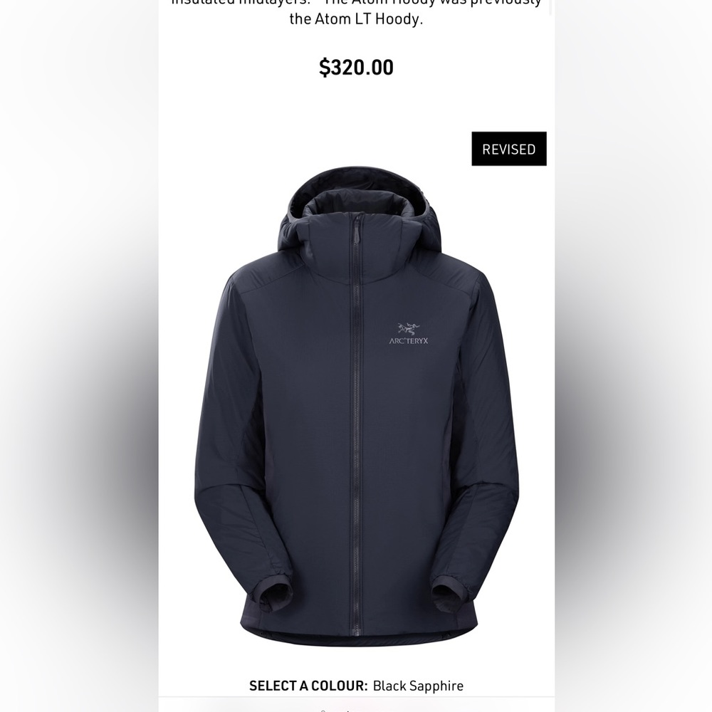 Black Arc’Teryx ATOM HOODY WOMEN'S